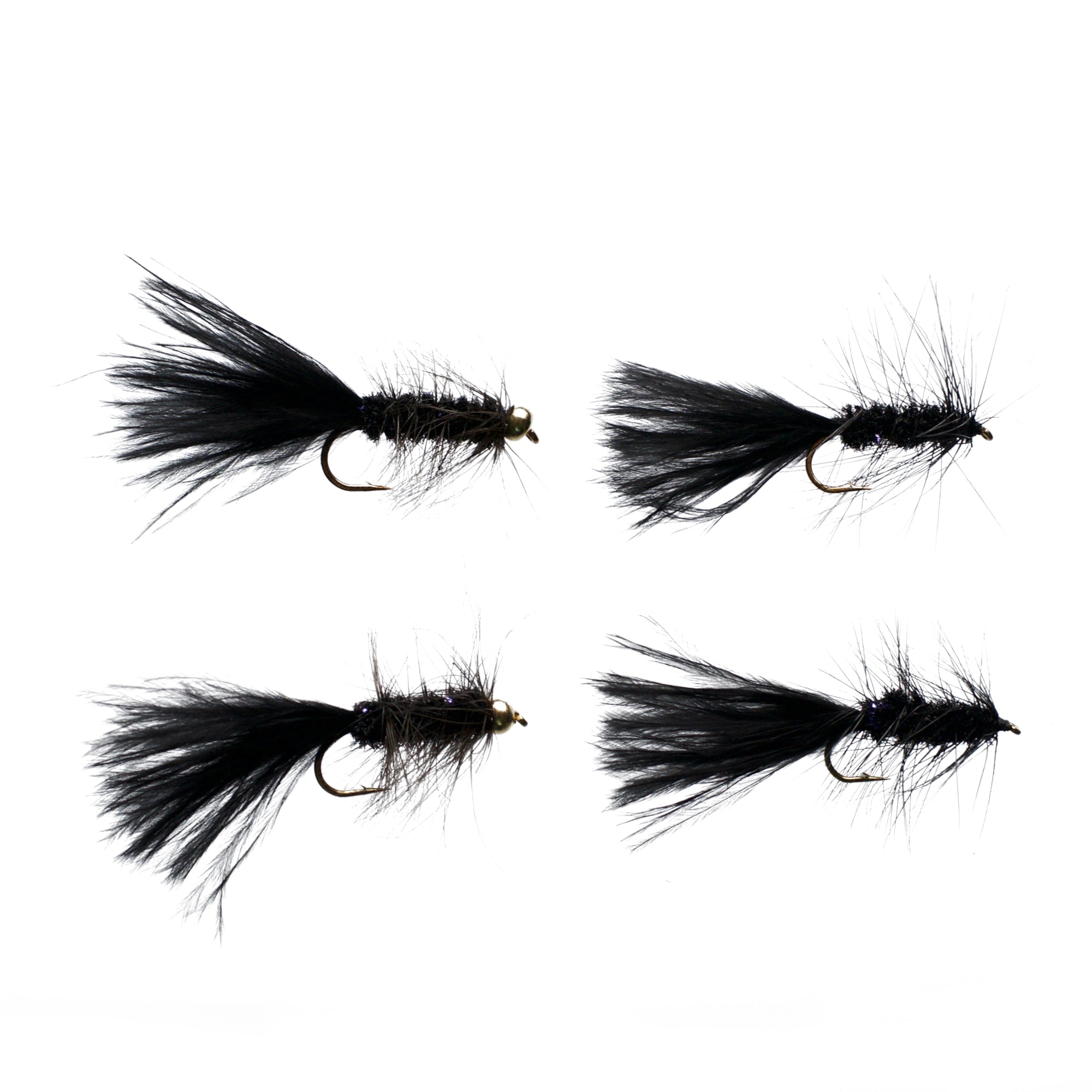 4 Black Wooly Buggers