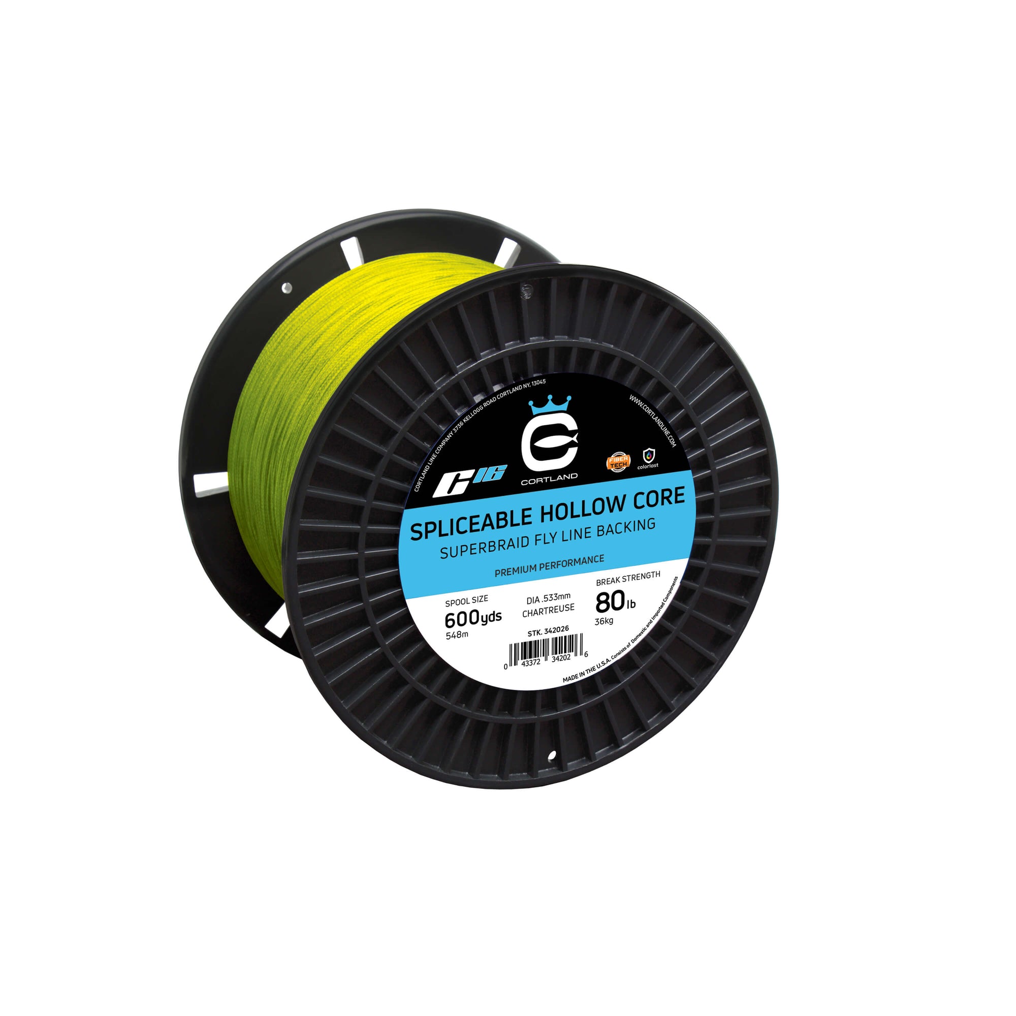 Spliceable Hollow Core Fly Line Backing Chartreuse 