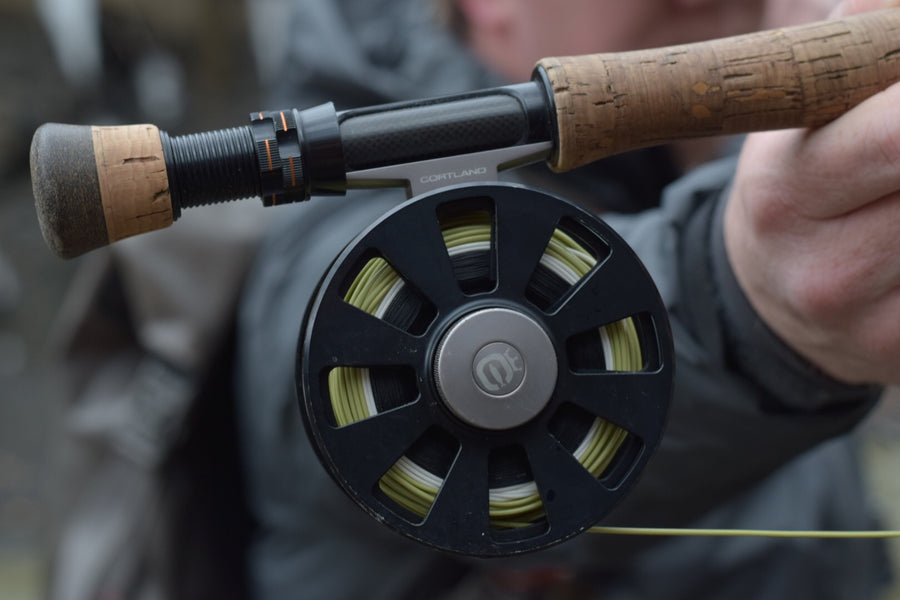 Closeup shot of a fly line reel that is lined with Salmon Steelhead. 